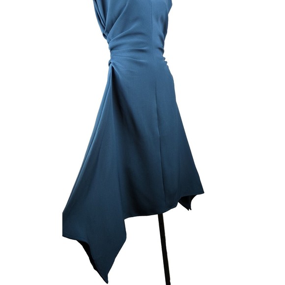 Julia Jordan Teal Handkerchief Dress Ruched Cap Sleeve Career Stretch 8 - Picture 4 of 10